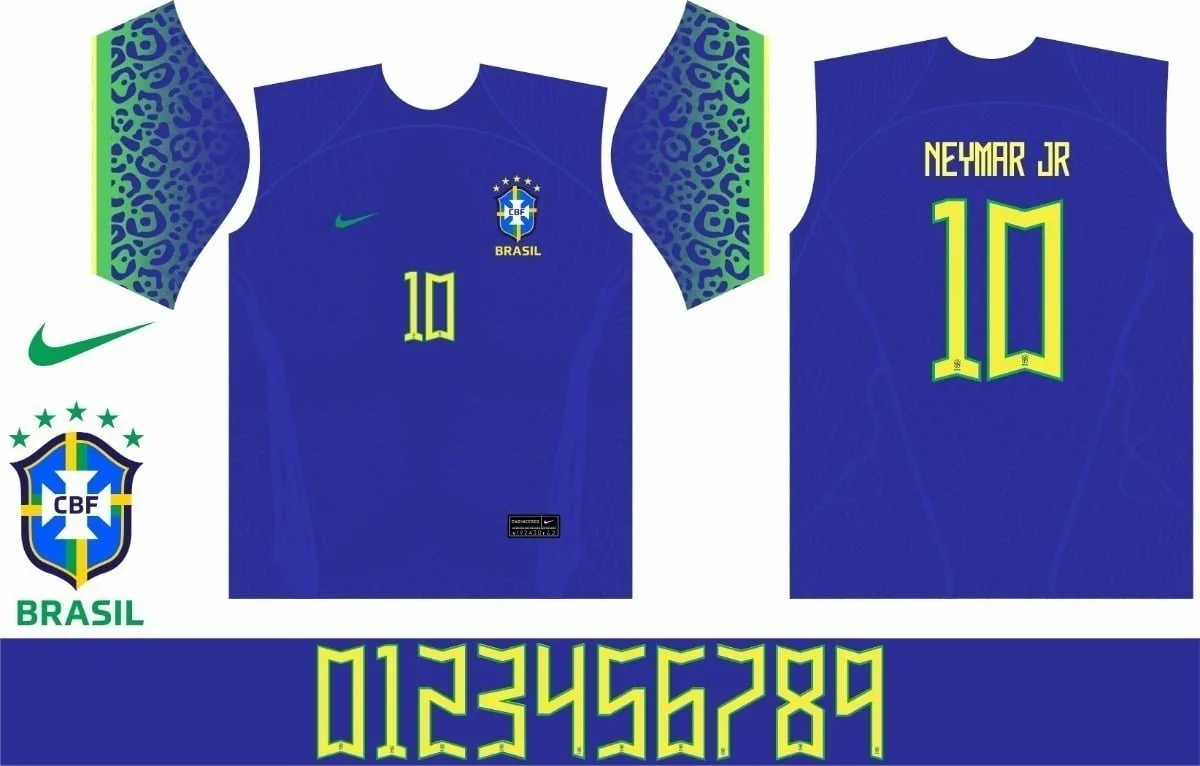 Arte Camisa Brasil 2022 Copa Mundo Qatar Vetor Corel + Fonte
