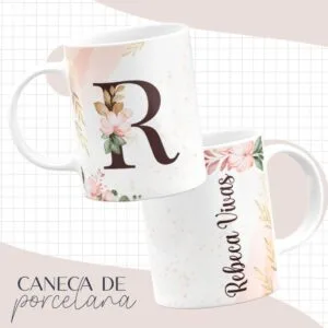 Arte Caneca Alfabeto Floral