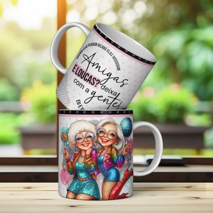 Arte Caneca Amigas Velinhas - Png e Corel