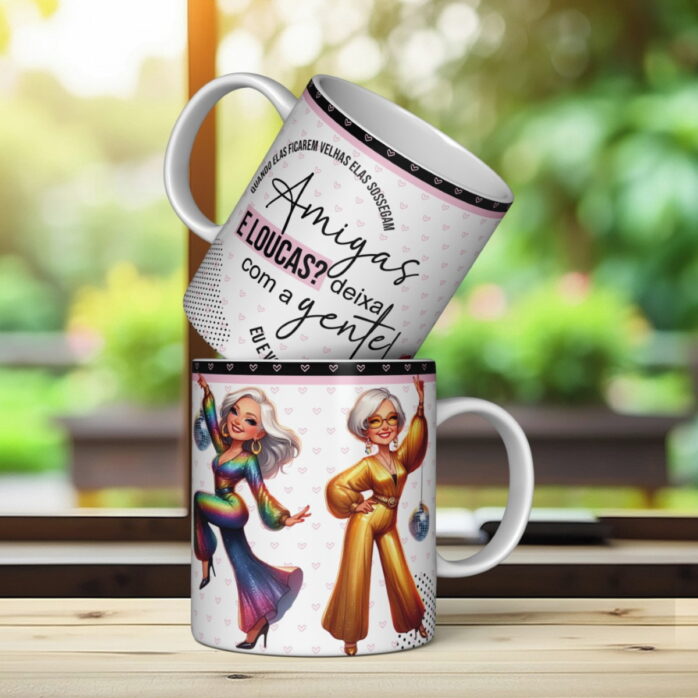 Arte Caneca Amigas Velinhas - Png e Corel
