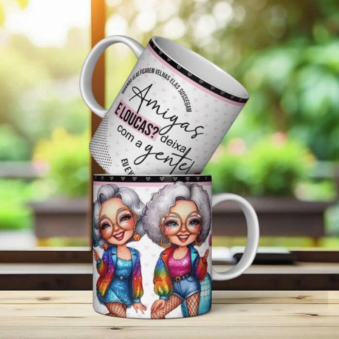 Arte Caneca Amigas Velinhas - Png e Corel
