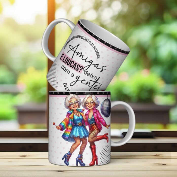 Arte Caneca Amigas Velinhas - Png e Corel