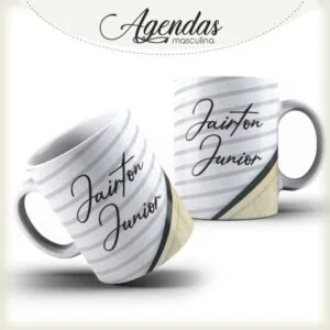 Arte Caneca Bege com Listras 18 Arte Caneca Bege com Listras