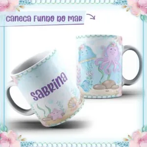Arte Caneca Bichinhos do mar menina