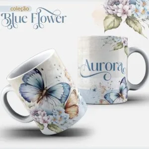 Arte Caneca Borboleta Azul
