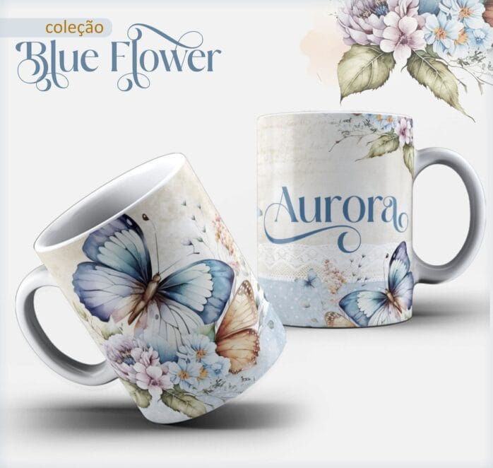 Arte Caneca Borboleta Azul