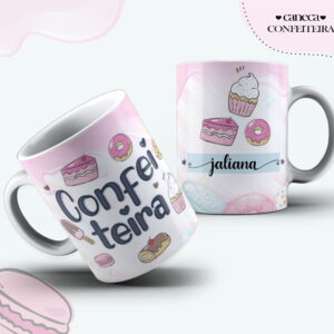 arte caneca confeiteira feminina arquivo digital