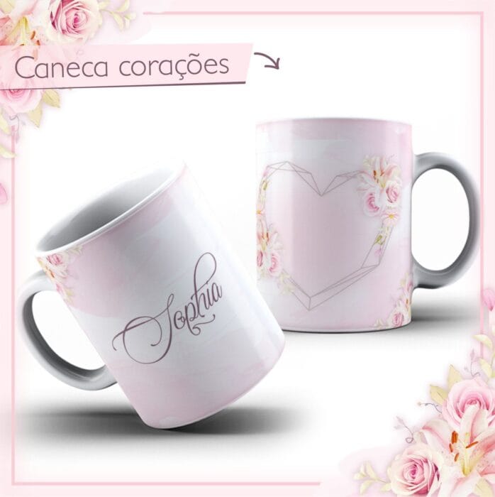 Arte Caneca Corações