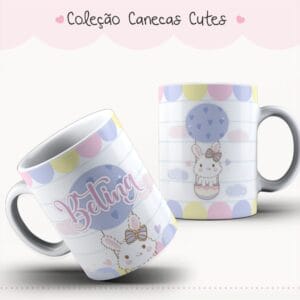 Arte Caneca Cute Coelhinho no Balão Pastel 16 Arte Caneca Cute Coelhinho no Balão Pastel
