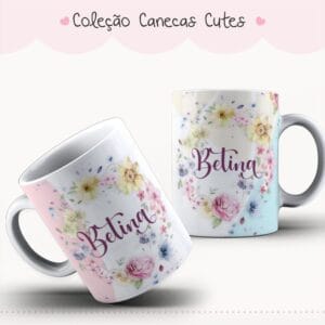 Arte Caneca Cute Floral Aquarela Pastel 11 Arte Caneca Cute Floral Aquarela Pastel