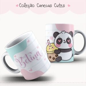 Arte Caneca Cute Panda Bubble Tea Estampa 13 Arte Caneca Cute Panda Bubble Tea Estampa