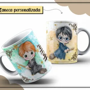 Arte Caneca Digital Harry Potter Aquarela