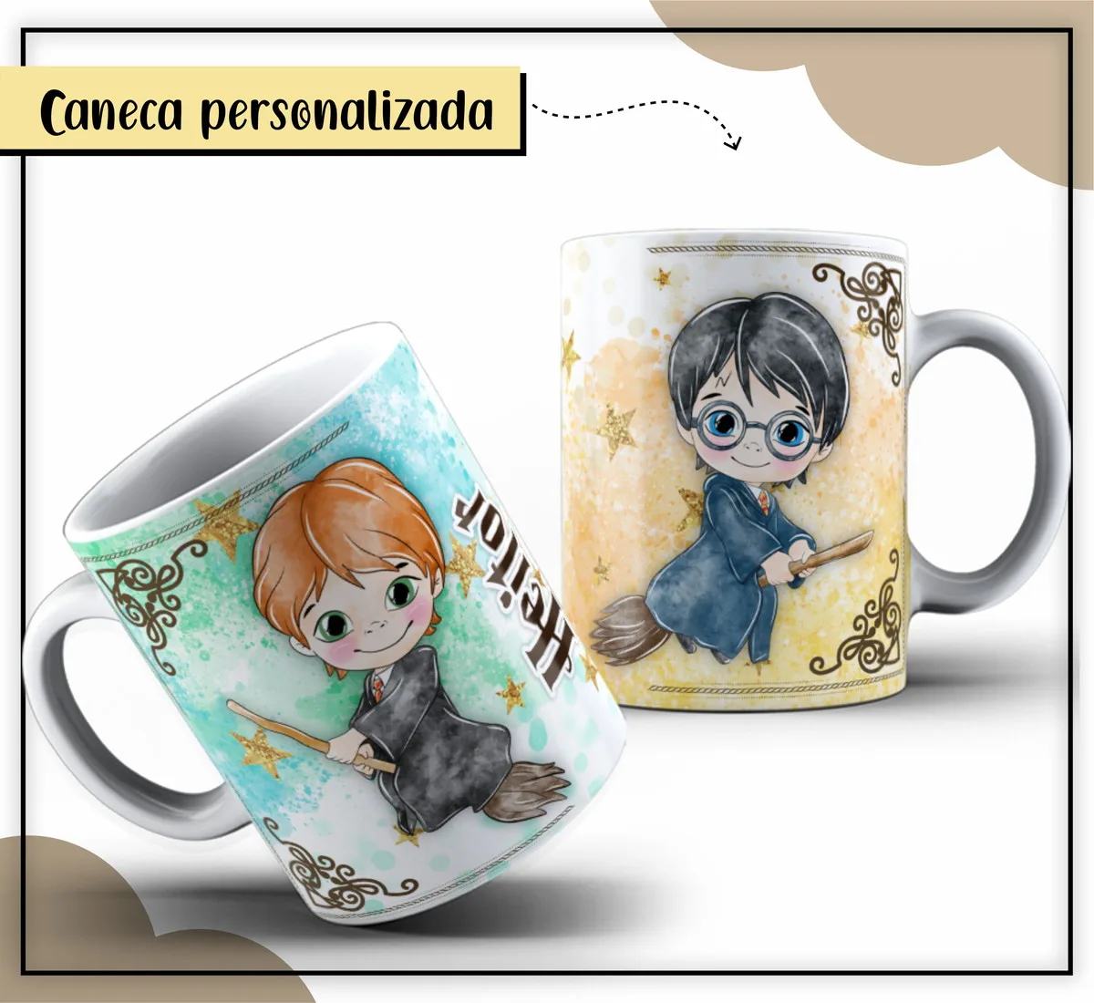 Arte Caneca Digital Harry Potter Aquarela 1 Arte Caneca Digital Harry Potter Aquarela