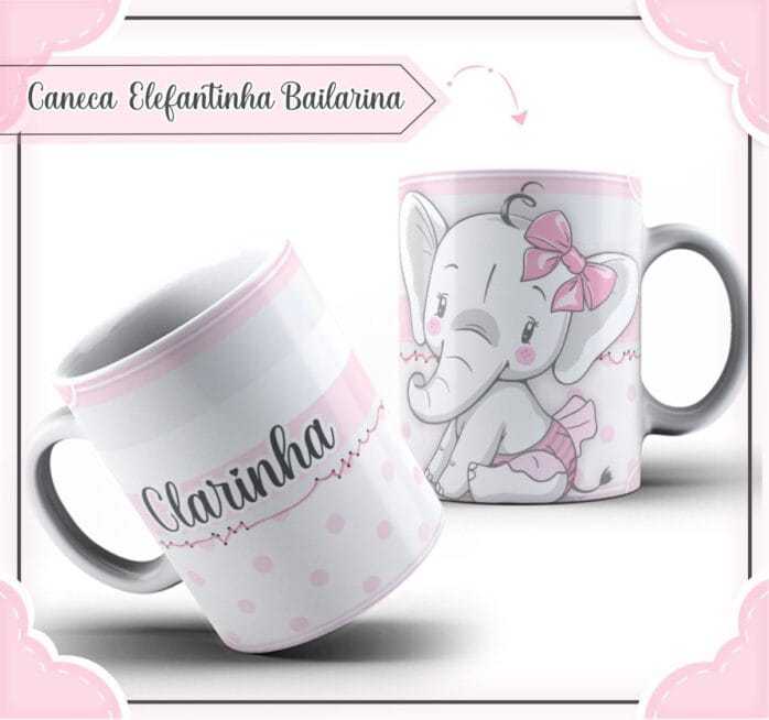 Arte Caneca Elefantinha Bailarina