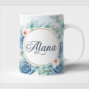 arte caneca floral azul arquivo digital