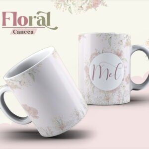 arte caneca floral claro arquivo digital