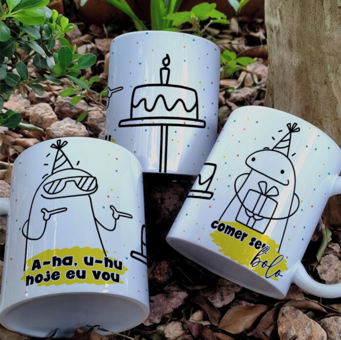 Arte Caneca Flork Aniversário Png e Corel