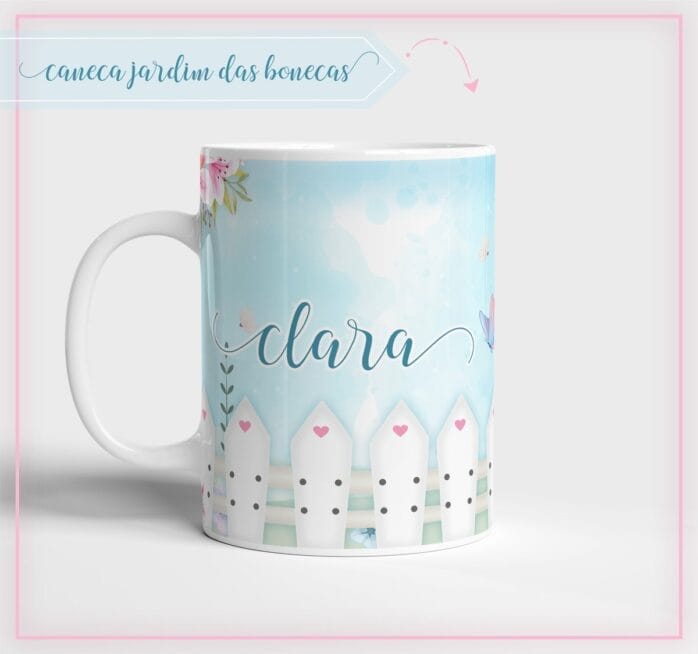 Arte Caneca Jardim Bonecas