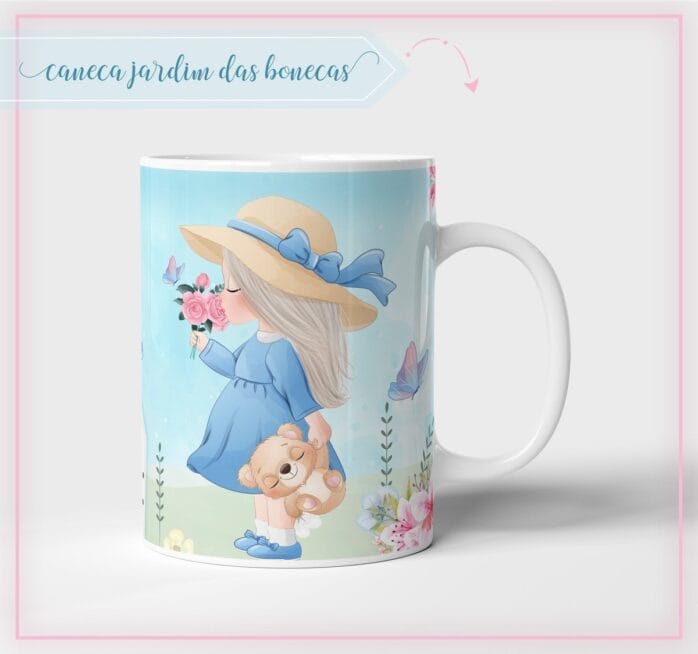Arte Caneca Jardim Bonecas