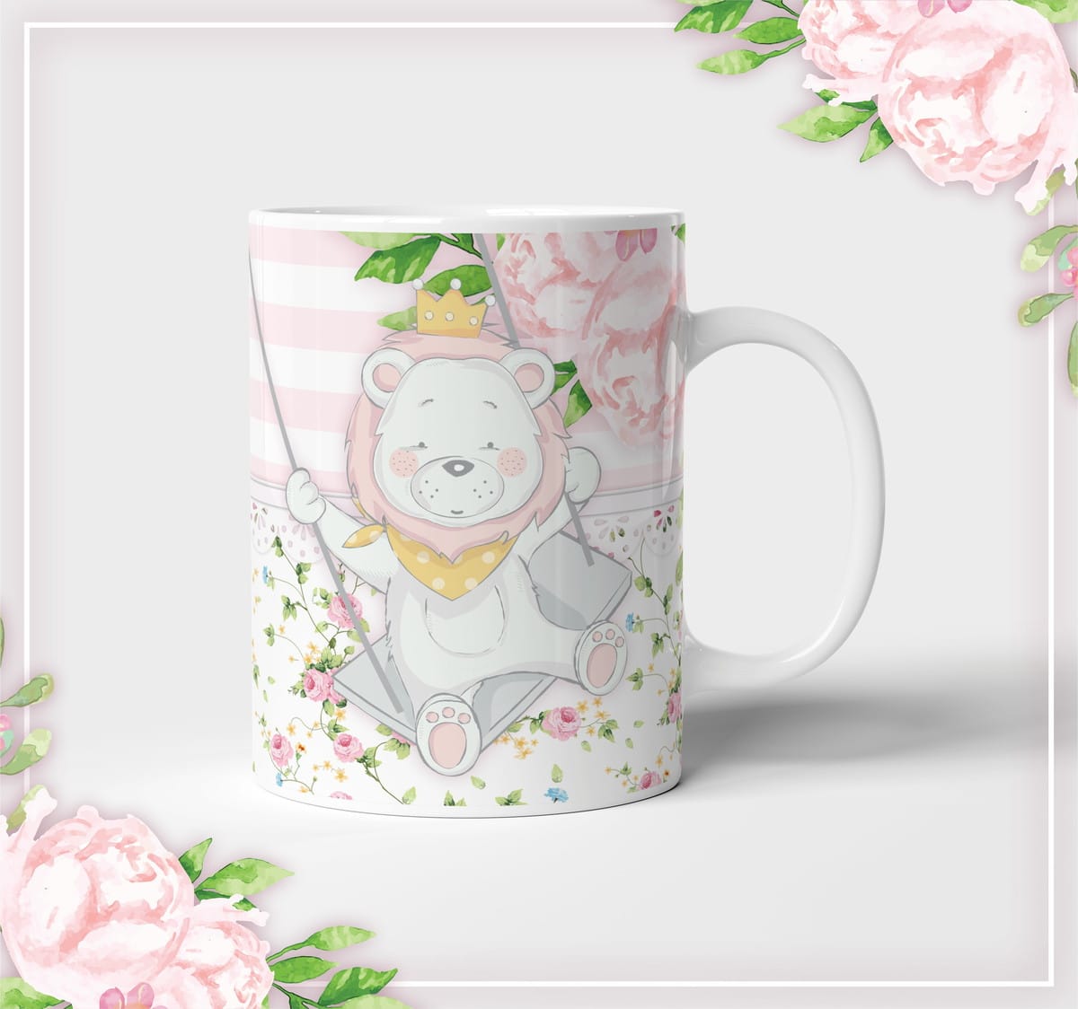 Arte Caneca Leoa em Aquarela Arquivo Digital para Sublimação 1 Arte Caneca Leoa em Aquarela Arquivo Digital para Sublimação