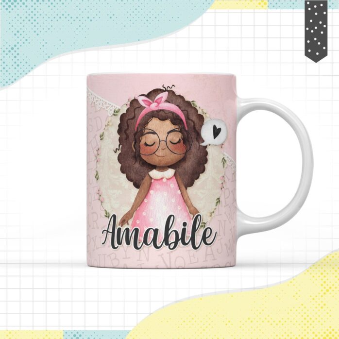 Arte Caneca Menina Negra