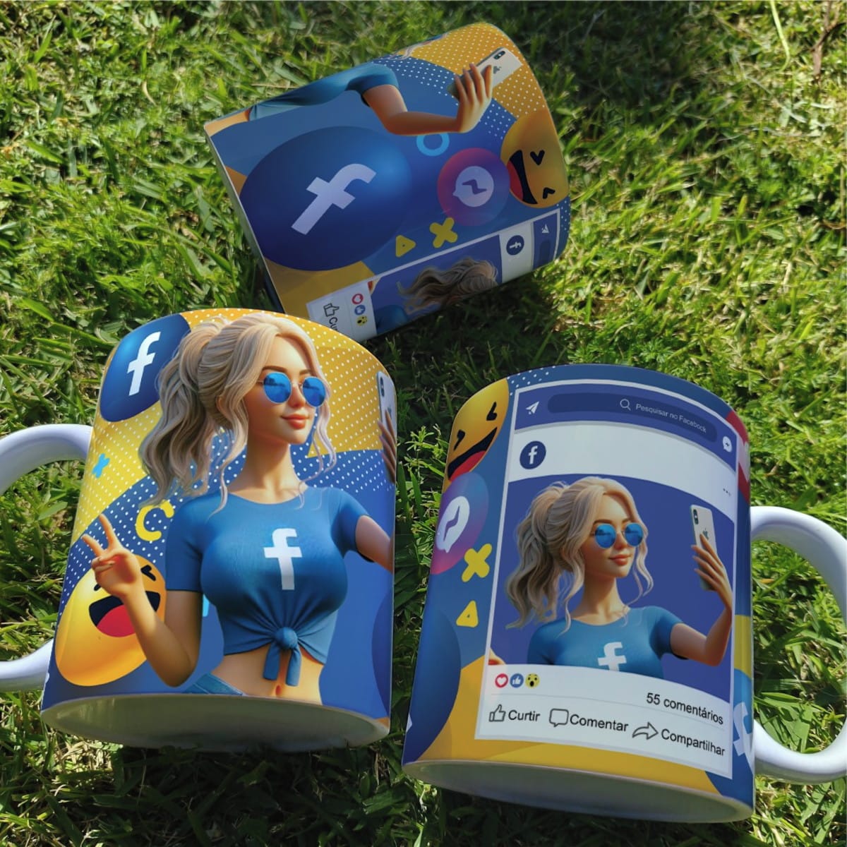 Arte Caneca Meninas Facebook PNG e Corel para Sublimação 2 Arte Caneca Meninas Facebook PNG e Corel para Sublimação - Imagem 2