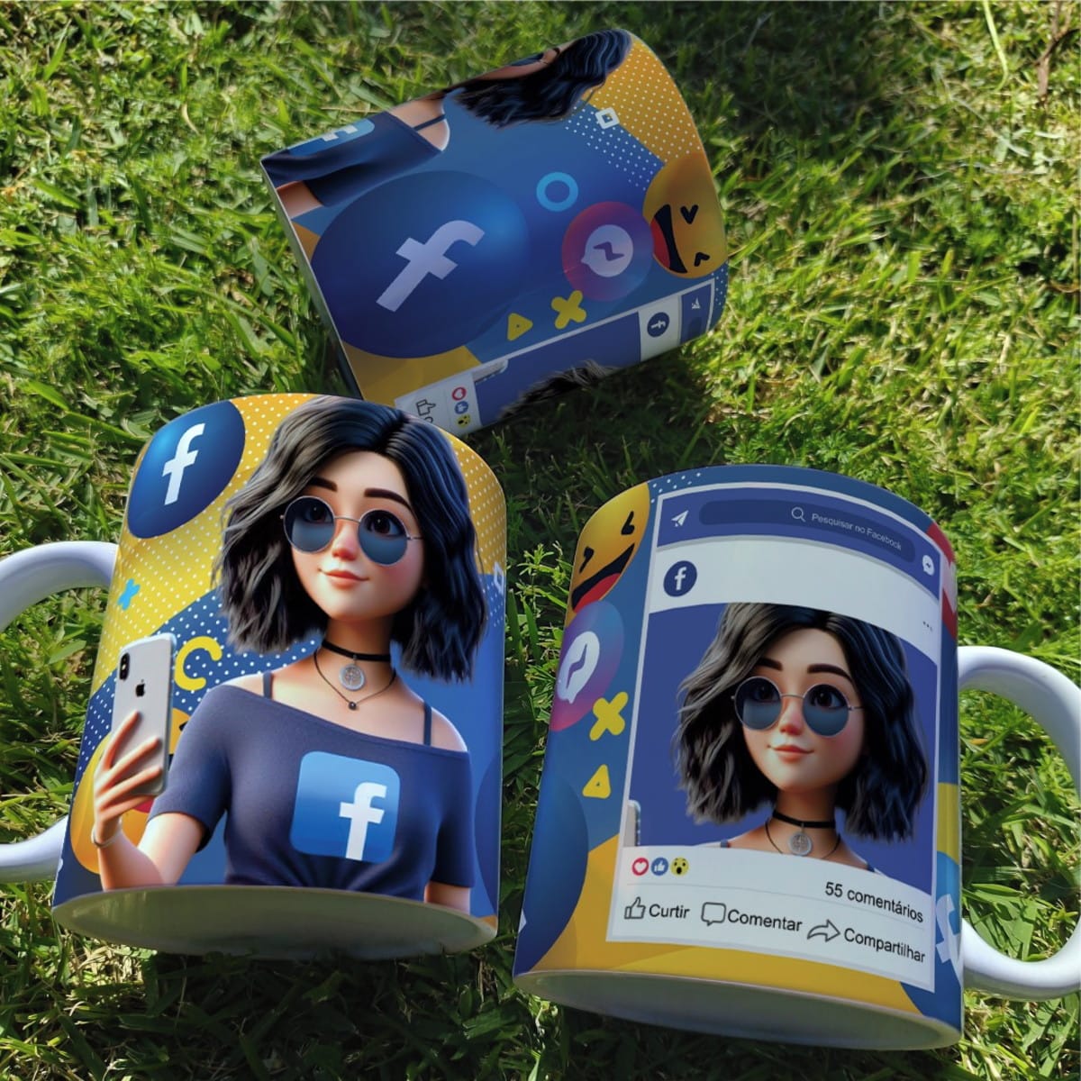 Arte Caneca Meninas Facebook PNG e Corel para Sublimação 3 Arte Caneca Meninas Facebook PNG e Corel para Sublimação - Imagem 3