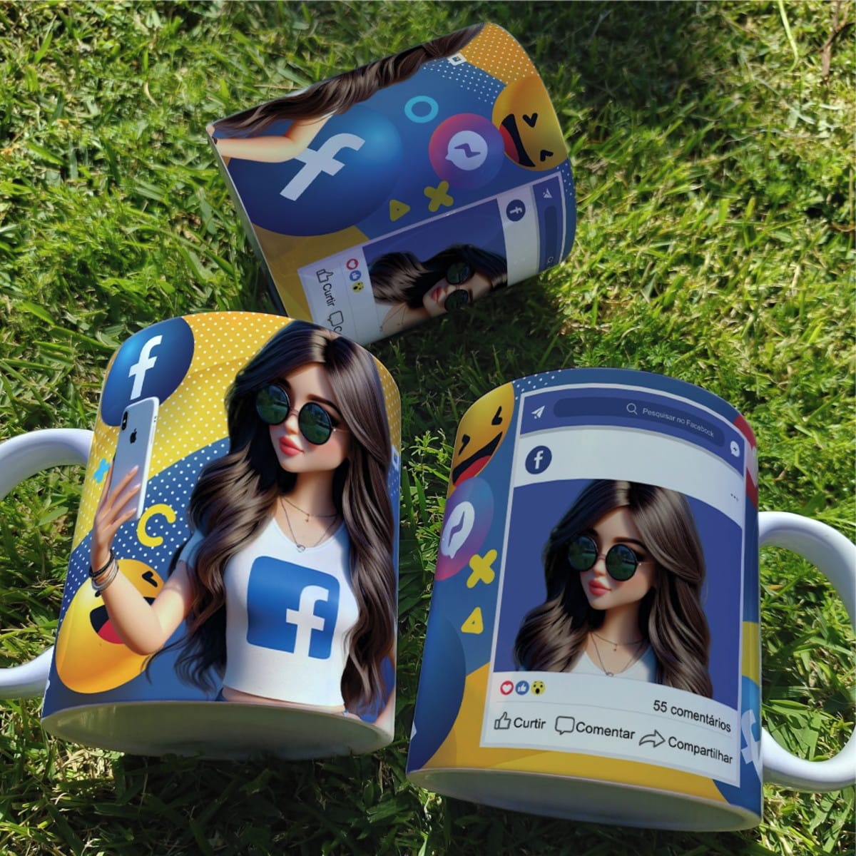 Arte Caneca Meninas Facebook PNG e Corel para Sublimação 5 Arte Caneca Meninas Facebook PNG e Corel para Sublimação - Imagem 5