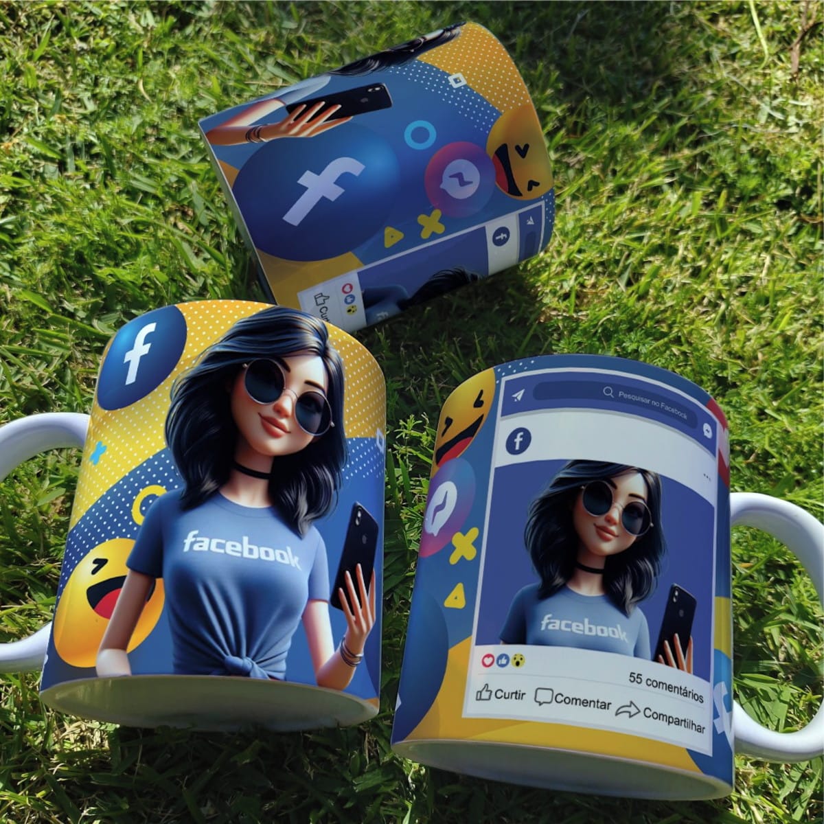Arte Caneca Meninas Facebook PNG e Corel para Sublimação 1 Arte Caneca Meninas Facebook PNG e Corel para Sublimação