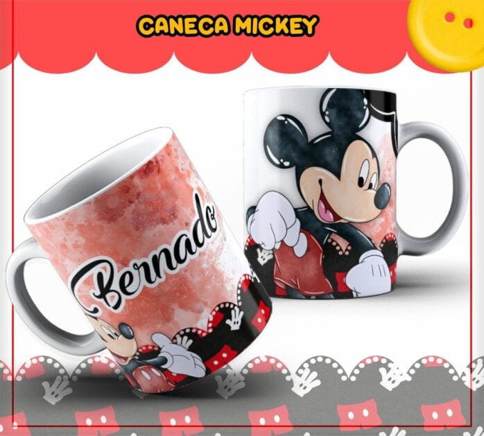 Arte Caneca Mickey Vermelho