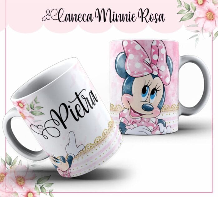 Arte Caneca Minnie Rosa