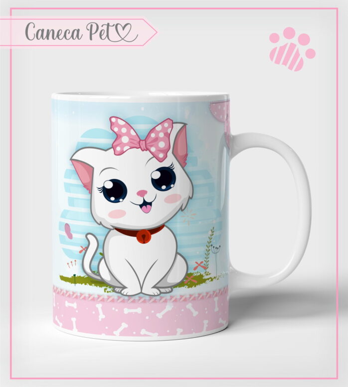 Arte Caneca Pet Gatinha