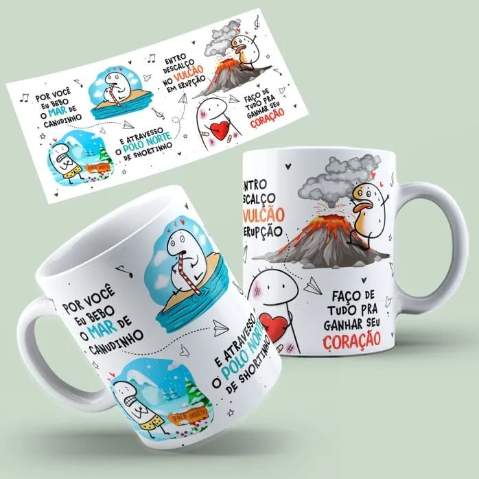 Arte Caneca Por Você Eu Bebo O Mar De Canudinho Flork Png