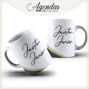 Arte Caneca Preto com Dourado