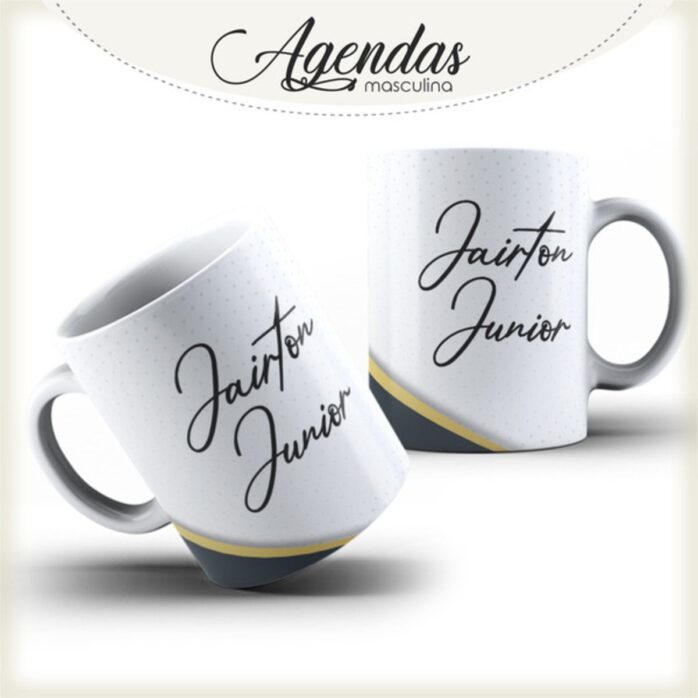 Arte Caneca Preto com Dourado