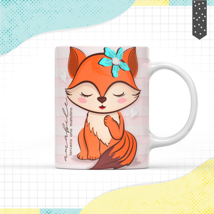 Arte Caneca Raposinha Menina