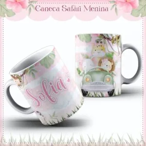 Arte Caneca Safari Menina