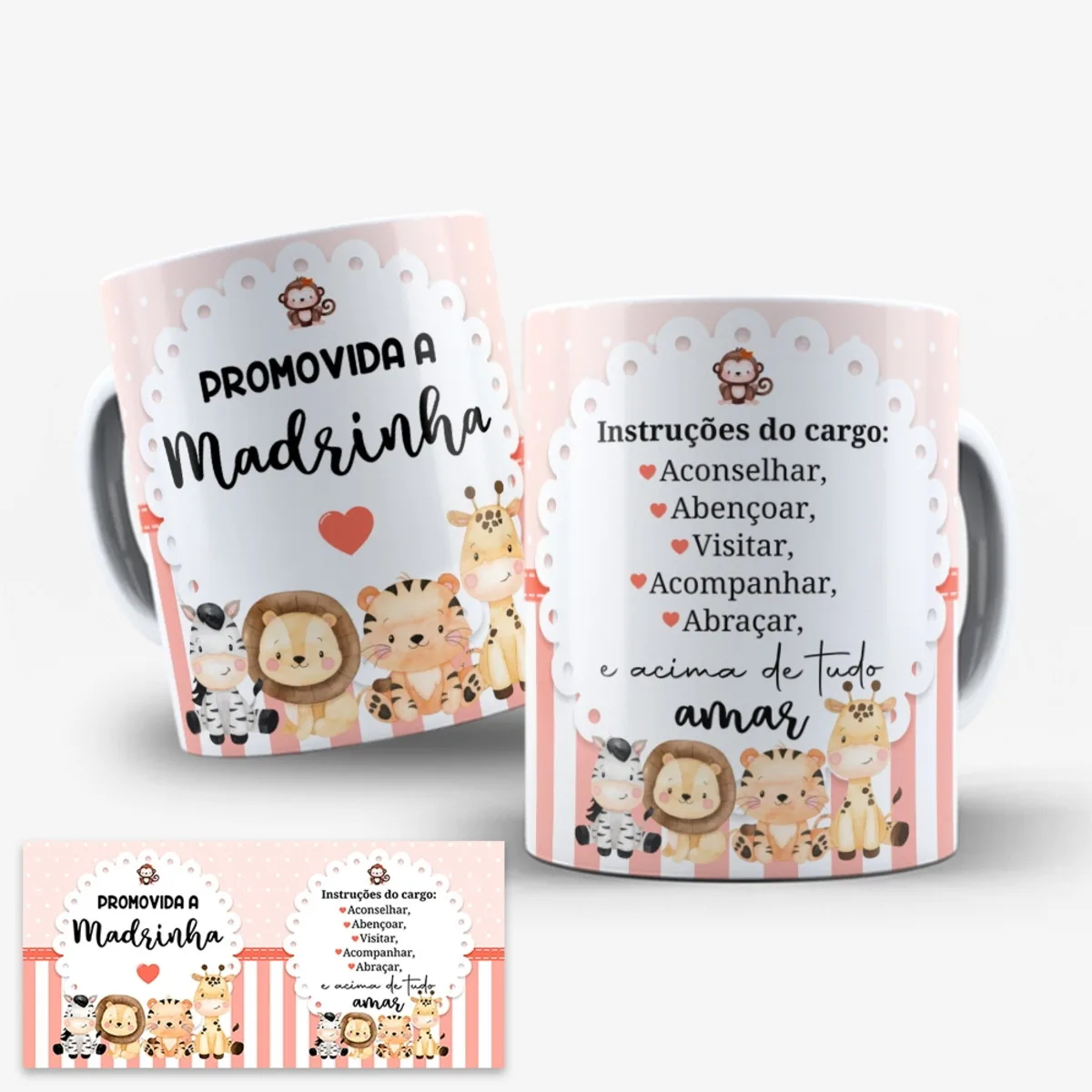 Arte Caneca Safari Batismo Para Padrinhos Png e Corel - Imagem 2