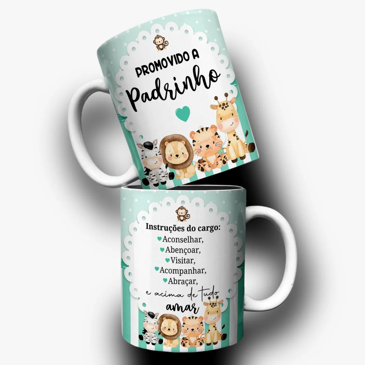 Arte Caneca Safari Batismo Para Padrinhos Png e Corel - Imagem 5