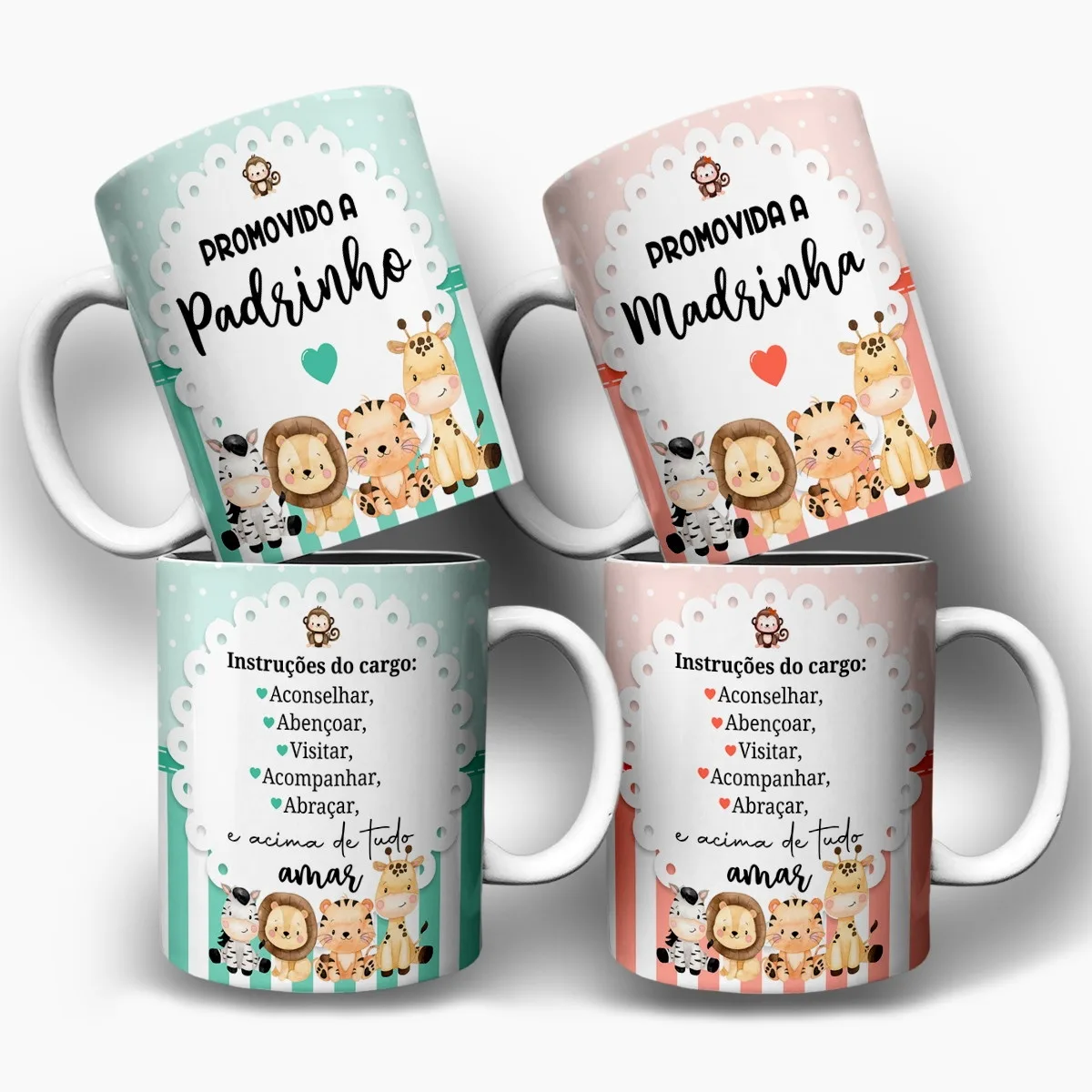 Arte Caneca Safari Batismo Para Padrinhos Png e Corel