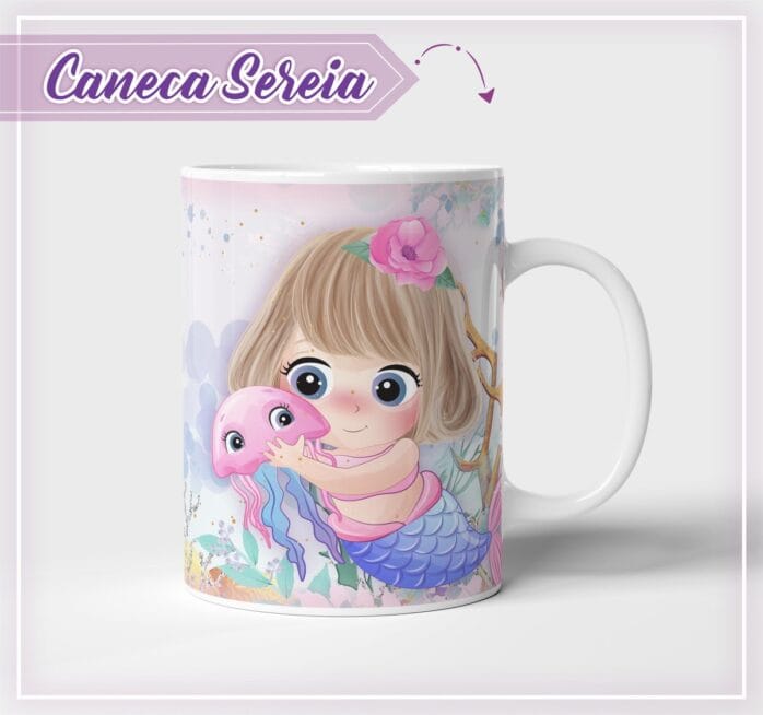 Arte Caneca Sereia Cute