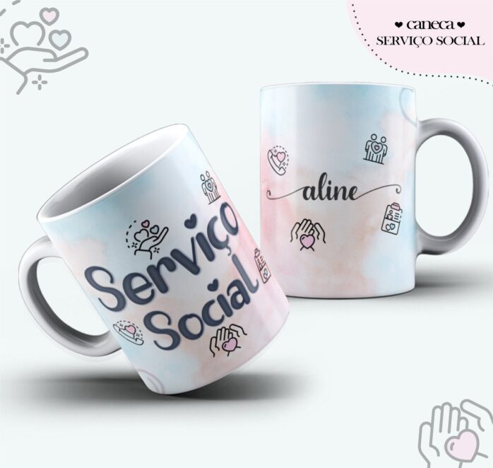Arte Caneca Serviço Social Feminina
