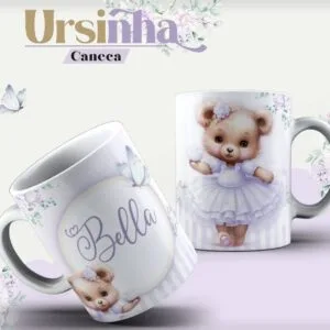 Arte Caneca Ursinha Lavanda