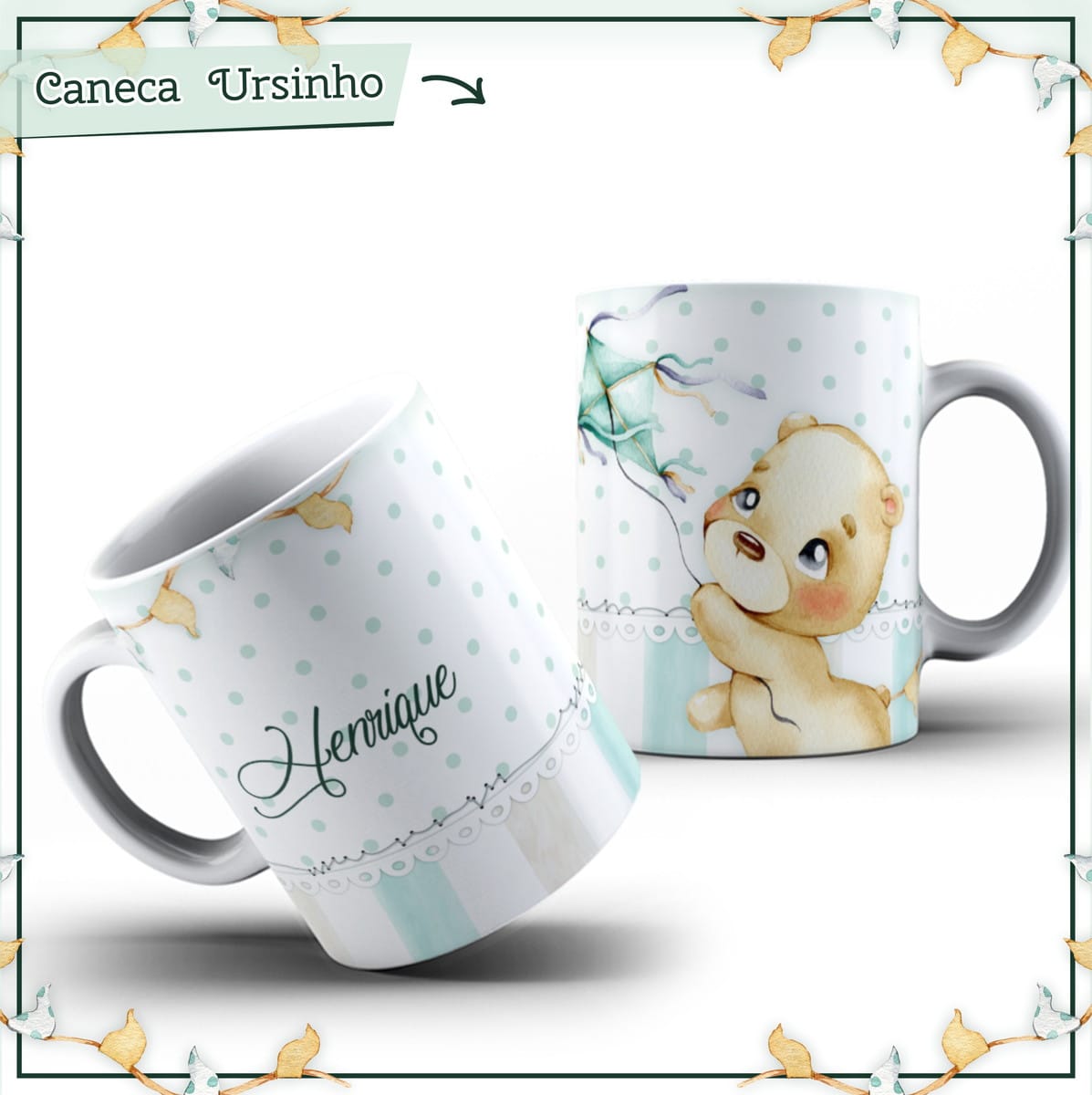 Arte Ursinho Aquarelado Digital Personalizável 1 Arte Ursinho Aquarelado Digital Personalizável