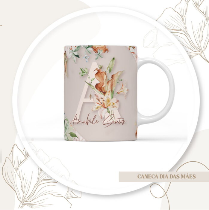 Arte Canecas Alfabeto Floral