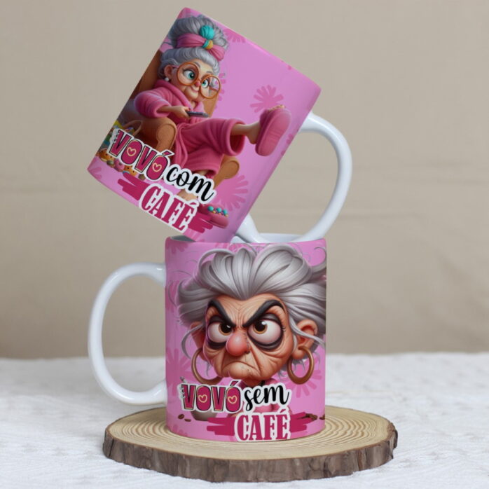 Arte Canecas Avós com Café sem Café - Png e Corel