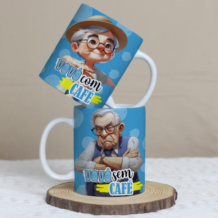 Arte Canecas Avós com Café sem Café - Png e Corel