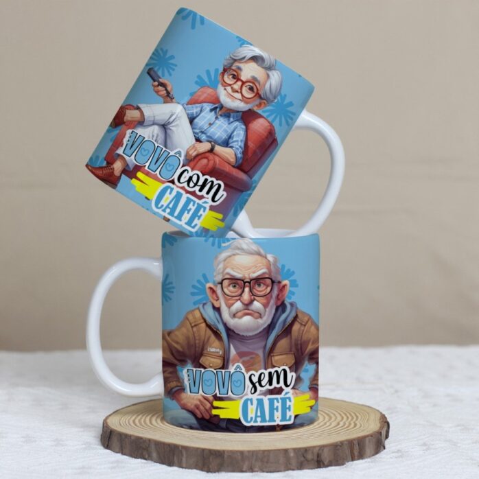Arte Canecas Avós com Café sem Café - Png e Corel