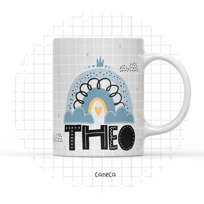 Arte Digital Arco Íris Menino para Caneca