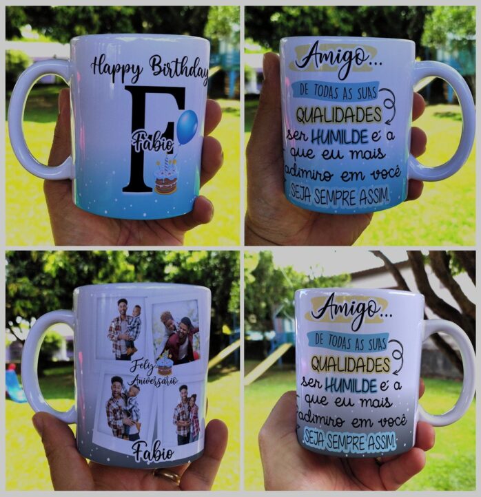 Arte Digital Caneca Aniversário Masculino - Png e Corel